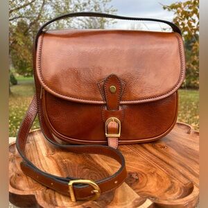 Italian Vechetta Leather Saddle Bag Brown Time Resistance “Women in Love” NWT